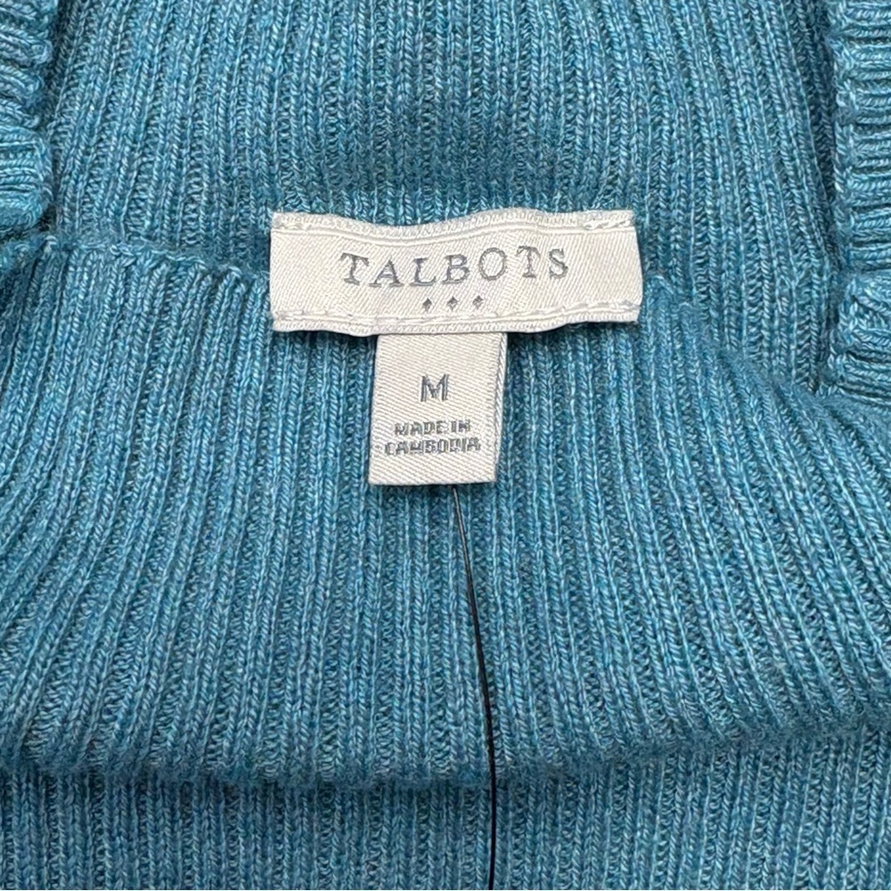NWT Talbots Ribbed Mock Neck Sweater Size M Medium Ocean Blue Long Sleeve - Picture 8 of 10
